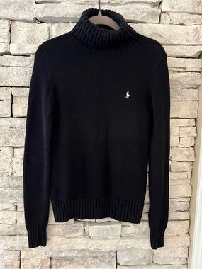 Ralph Lauren Sport Black Ribbed Turtleneck Sweater